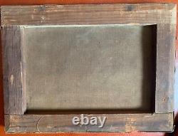 Ancient 19th Century Oil Painting on Canvas Portrait of a Young Woman in Profile