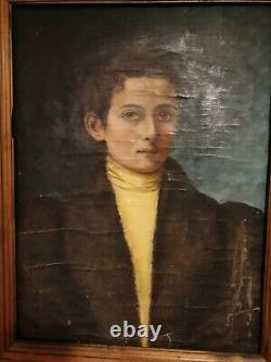 Ancient 19th Century Portrait, Oil On Canvas