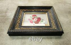 Ancient Beautiful 19th-century Painting Signed, Bouquet Of Flowers, Oillets, Napoleon III