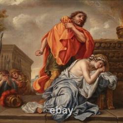 Ancient Biblical Painting Oil Painting On Canvas Religious Frame 18th Century
