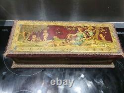 Ancient Box A Glove Napoleon Iii, Painting On Zinc, Putti, Angelot, Xixeme, Woman