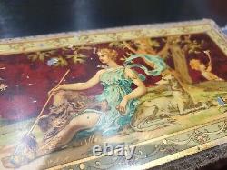 Ancient Box A Glove Napoleon Iii, Painting On Zinc, Putti, Angelot, Xixeme, Woman