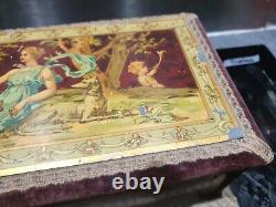 Ancient Box A Glove Napoleon Iii, Painting On Zinc, Putti, Angelot, Xixeme, Woman