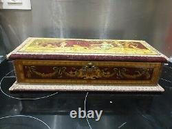 Ancient Box A Glove Napoleon Iii, Painting On Zinc, Putti, Angelot, Xixeme, Woman