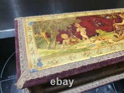 Ancient Box A Glove Napoleon Iii, Painting On Zinc, Putti, Angelot, Xixeme, Woman