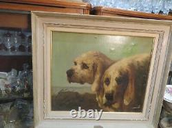 Ancient English Painting Oil On Canvas Dogs Hunting Of The Pyrenees C Harding 19th