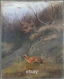 Ancient Fox Painting Hunting Painting Oil Antique Oil Painting Ölgemälde