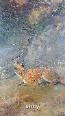 Ancient Fox Painting Hunting Painting Oil Antique Oil Painting Ölgemälde
