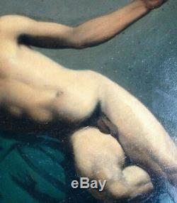 Ancient Handsome Nude Academic Male Academy Of Man XIX Oil On Canvas Painting