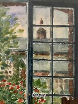 Ancient Interior Tableau Window on Roofs Garden Flowers Post-Impressionist