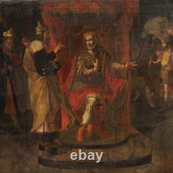 Ancient Italian canvas tableau biblical scene oil painting 17th century art