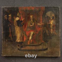 Ancient Italian canvas tableau biblical scene oil painting 17th century art