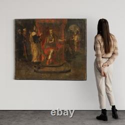 Ancient Italian canvas tableau biblical scene oil painting 17th century art