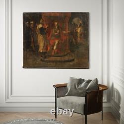 Ancient Italian canvas tableau biblical scene oil painting 17th century art