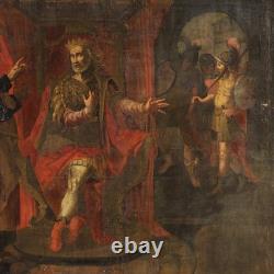 Ancient Italian canvas tableau biblical scene oil painting 17th century art