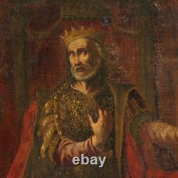 Ancient Italian canvas tableau biblical scene oil painting 17th century art