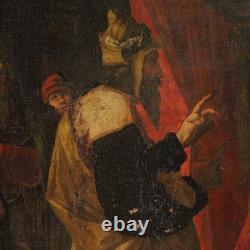 Ancient Italian canvas tableau biblical scene oil painting 17th century art