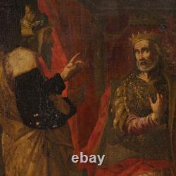 Ancient Italian canvas tableau biblical scene oil painting 17th century art