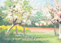 Ancient Landscape Table Oil Painting on Canvas Tree in Bloom