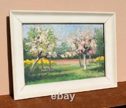 Ancient Landscape Table Oil Painting on Canvas Tree in Bloom