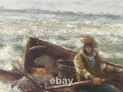 Ancient Marine / Oil 54 X 81 CM Landscape Fishing Seafishers Boats