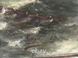 Ancient Marine / Oil 54 X 81 CM Landscape Fishing Seafishers Boats