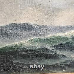 Ancient Marine Painting Oil On Canvas Signed Carl Baagøe Danish School North