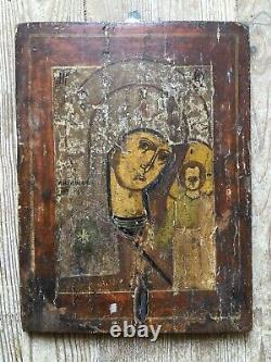 Ancient Oil Icon On Panel XVIII / XIX Religion Russian Painting Orthodoxy