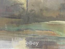Ancient Oil On Canvas Signed Faust Mountain Landscape France, Switzerland 50x65
