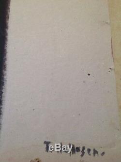 Ancient Oil On Cardboard Abstract Composition Signed Thorvald Hellesen