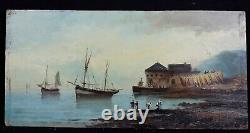 Ancient Oil On Panel Depicting A Navy Animated Signature Normandy