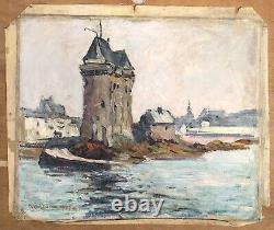 Ancient Oil Painting André Wilder (1871-1965) Tour Solidor Saint Malo Bretagne