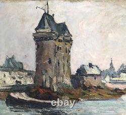 Ancient Oil Painting André Wilder (1871-1965) Tour Solidor Saint Malo Bretagne