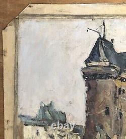 Ancient Oil Painting André Wilder (1871-1965) Tour Solidor Saint Malo Bretagne