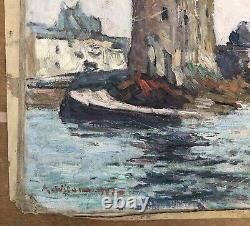Ancient Oil Painting André Wilder (1871-1965) Tour Solidor Saint Malo Bretagne