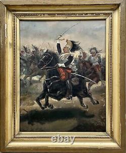 Ancient Oil Painting, Cavalry Load Based On Detaille