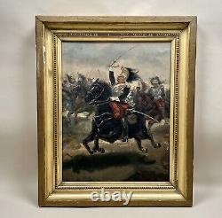 Ancient Oil Painting, Cavalry Load Based On Detaille