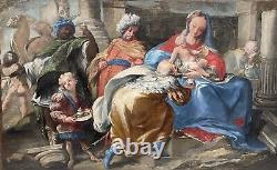 Ancient Oil Painting Epoch 17th, The Adoration Of The Magi