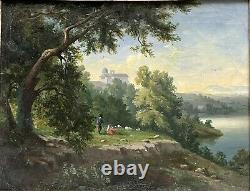 Ancient Oil Painting, Italian Landscape