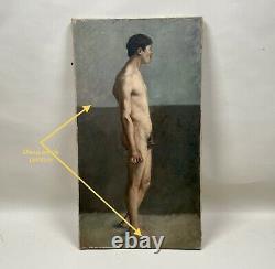 Ancient Oil Painting, Nude Man Academy
