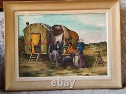 Ancient Oil Painting On Board Expressionism Gypsies Rugs Marc