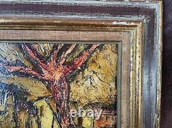 Ancient Oil Painting On Board José Garcia Tella (xxe-s) Fauvisme