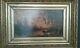 Ancient Oil Painting On Canvas. Barque On The River. Xixth. Barbizon