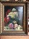 Ancient Oil Painting On Canvas Bouquet Of Flowers Signed