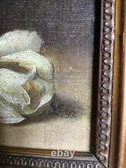 Ancient Oil Painting On Canvas Bouquet Of Flowers Signed