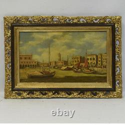 Ancient Oil Painting On Canvas Dated 1897 Landscape Of Venice 66 X 45 CM