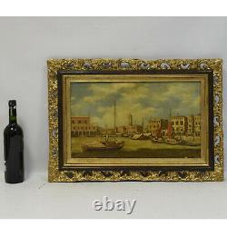 Ancient Oil Painting On Canvas Dated 1897 Landscape Of Venice 66 X 45 CM