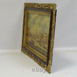 Ancient Oil Painting On Canvas Dated 1897 Landscape Of Venice 66 X 45 CM
