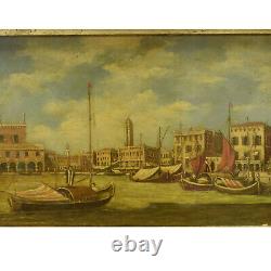 Ancient Oil Painting On Canvas Dated 1897 Landscape Of Venice 66 X 45 CM