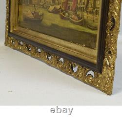 Ancient Oil Painting On Canvas Dated 1897 Landscape Of Venice 66 X 45 CM